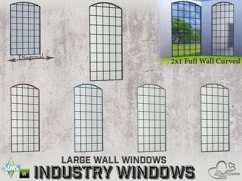 The Sims Resource - Industry Windows Large Wall 2x1 Full Curved Curved Windows, Round Windows, Single Living, Round Window, Sims 4 House Design, Sims Community, Sims 4 Houses, Ts4 Cc, Electronic Art