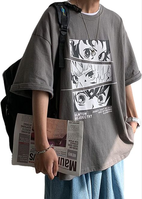 Y2k Dark Academia, Oversize Outfit, Japanese Tshirt, Oversized Streetwear, Streetwear Summer, Shirt Y2k, Harajuku Streetwear, Top Streetwear, Anime Eyes