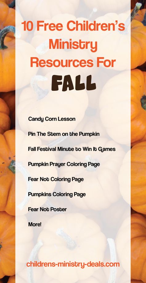 FREE October Children's Ministry Resources Halloween Bible Lessons For Kids, Halloween Object Lesson For Church, Pumpkin Sunday School Lesson For Kids, Halloween Childrens Church Lessons, Fall Children’s Church Lesson, Childrens Ministry Deals, Fall Candy, Minute To Win It Games, Pumpkin Coloring Pages