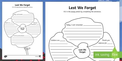 Lest We Forget Poppy Worksheet / Worksheet (teacher made) Remembrance Day Activities, Reading Response Activities, Thank You Veteran, Sentence Starters, Reading Response, Free Teaching Resources, Anzac Day, Lest We Forget, Remembrance Day