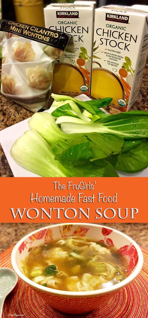 Easy Wonton Soup With Frozen Wontons, Homemade Fast Food, Chicken Cilantro, Wonton Soup Recipe, Cooked Shrimp, Won Ton, Wonton Recipes, Chinese Cooking Recipes, Healthy Recipes Easy Snacks