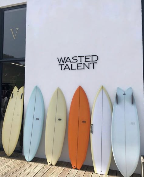 Surfboard Brands, Wasted Talent, Campervan Design, Fish Surfboard, Surfboard Painting, Surf Graphic, Surf Coffee, Surfboard Decor, Surf Aesthetic