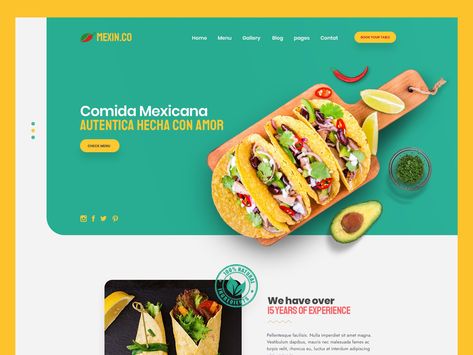 Mexican Restaurant Web Design By JB Design Studio by Jorge Barragan Mexican Website Design, Mexican Restaurant Website Design, Mexican Food Branding, Restaurant Web Design, Creative Website Design Inspiration, Resturant Logo, Cooking Website, Food Website Design, Minimal Website Design