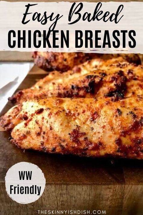 Introducing one of the best baked chicken recipes you’ll find. This simple and healthy chicken breast is perfect for weeknight meals and can be used in so many ways with meal prep. #bakedchicken #chickenrecipes #ww Weight Watchers Chicken Breast Recipes, The Best Baked Chicken, Skinnyish Dish, Best Baked Chicken, Easy Baked Chicken Breast, Healthy Baked Chicken, Oven Baked Chicken Breasts, Chicken Breast Recipes Baked, Chicken Breast Recipes Easy