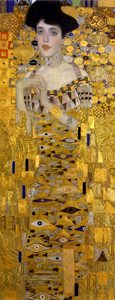 Gustav Klimt (1862-1918) Portrait d'Adele Bloch-Bauer I, 1907, huile sur canevas. Peinture de Gustav Klimt qui a été achetée pour 135 millions de dollars le 18 juin 2006 lors d'une vente privée par le milliardaire Ronald Lauder après avoir été rendu à la famille Bloch-Bauer par le musée du Belvédère de Vienne. Il est exposé désormais à la Neue Galerie à New York. Adele Bloch Bauer, Art Klimt, Gustav Klimt Art, Klimt Paintings, Klimt Art, Woman In Gold, Gustav Klimt, Famous Artists, Art Sculpture