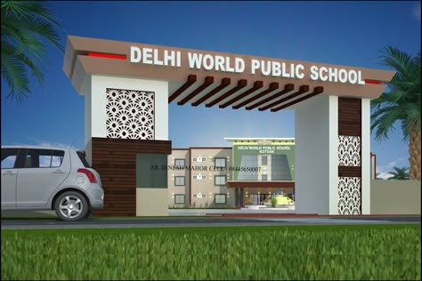 Gate School DM assiciate Acp Gate Design, School Entrance Gate Design, School Gates Design, School Main Gate Design, School Front Elevation Design, School Entrance Gate, School Gate Design Entrance, School Gate Design, Small School Building Design