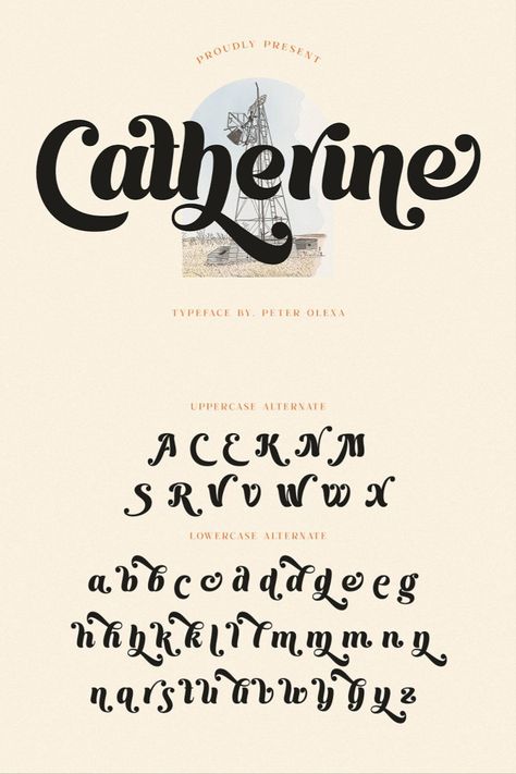 Catherine Bold Retro Script Font Mixing Typography, Font Chữ Calligraphy, Alphabet Design Fonts, Font Aesthetic Alphabet, Number Fonts Tattoo, Calligraphic Fonts, Best Canva Fonts, Fonts Hand Lettering, Retro Branding