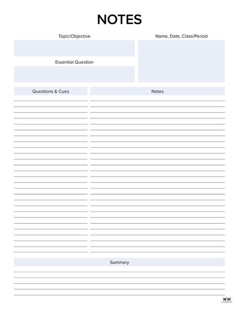 Aesthetic Note Printable, Exam Notes Template, Goodnote Page Template, Study Outline Template, Goodnotes Class Notes Template, Note Printables Templates, Note Taking Paper Free Printable, School Templates Printables, Free Cornell Notes Template