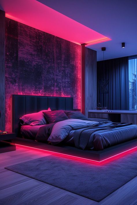 Black And Pink Room Ideas, Neon Room Aesthetic, Black And Pink Room, Pink And Black Bedroom Ideas, Pink And Black Bedroom, Pink Room Ideas, Black Bedrooms, Neon Highlights, Black Bedroom Ideas