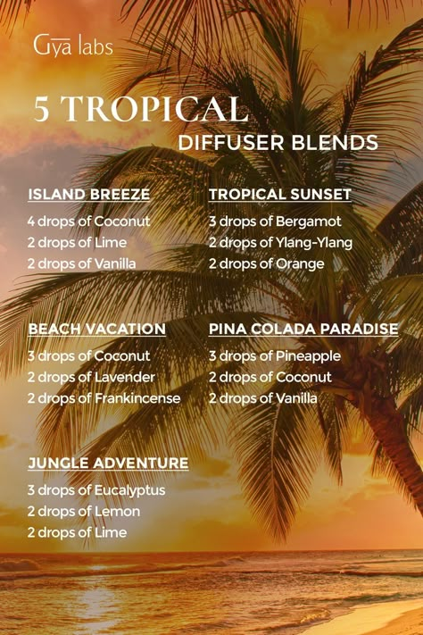 Coconut Essential Oil Diffuser Blends, Coconut Essential Oil Blends, Coconut Diffuser Blend, Pina Colada Essential Oil Blend, Tropical Diffuser Blends, Beach Essential Oil Blends, Tropical Essential Oil Blend, Ocean Essential Oil Blend, Hawaiian Sandalwood Diffuser Blends