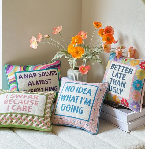 🚨 HOLY F*CK – You Won’t Believe What Just Dropped! 👀 Embroider Couch, Funky Pillows, Embroidery Pillows, Fun Throw Pillows, Fun Room, Texas Gifts, Needlepoint Pillow, Wedding Engagement Gifts, Home Aesthetics