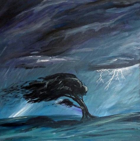 Black Acrylic Painting, Wind Tree, Family Tree Painting, Summer Thunderstorm, Silhouette Sketch, Storm Art, Paintings Ideas, Black Acrylic Paint, Trendy Tree