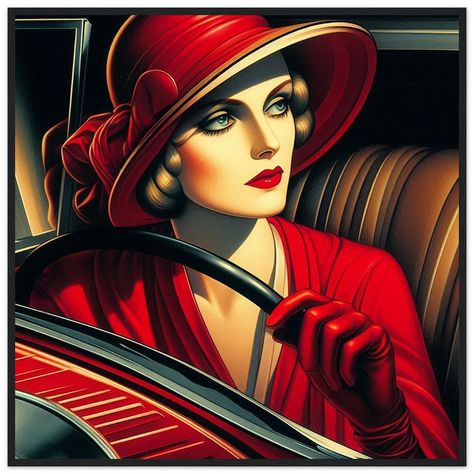 Art Deco Wall Art Tamara de Lempicka Style "Lady with Red Gloves" Printed on Premium Matte Paper Framed in Black Wood. Gift, home, office.Our ready-to-hang wooden framed posters are sturdy, durable, and ready to hang instantly! The poster is made on our heavier-weight white matte paper that has a natural, smooth uncoated finish that feels luxurious to the touch. The perfect option to stand the test of time.    Features:    The frames are made from pine and come in 4 colors: black, white, natural wood, and dark brown wood.  They are 20-25mm /0.79"-0.98" thick and 10-14mm /0.4"-0.6" wide, providing the perfect balance of durability and style.  To keep your poster looking its best, we use shatterproof, transparent plexiglass to protect it from damage.  We include hanging hardware with every o Tamara Lempicka, Art Deco Portrait, Art Deco Wall Art, Unique Calendar, Art Deco Lady, Red Gloves, Deco Wall, Art Deco Wall, Tableau Art