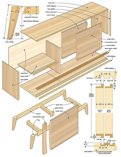 Craft a mid-century modern sideboard | Canadian Woodworking Build A Credenza, Tv Stand Blueprints, Sideboard Plans, Diy Mid Century Modern Furniture, Mid Century Modern Tv Console, Mid Century Diy, Woodwork Plans, Diy Mid Century Modern, Canadian Woodworking