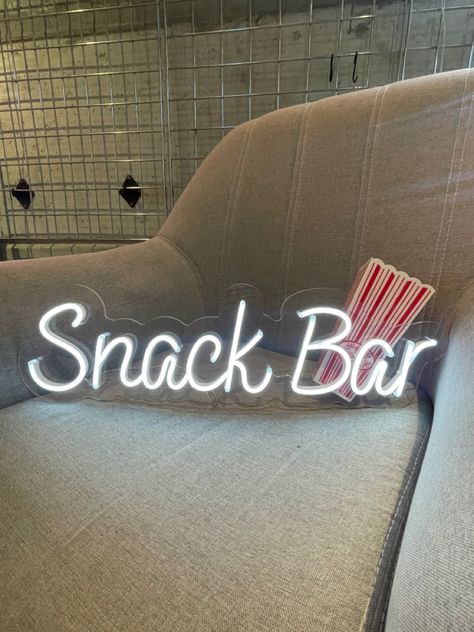 Snack time Neon sign Snack Bar Aesthetic, Snack Bar Sign, Friend Stuff, Staff Room, Bar Led, Theatre Room, Candy Shop, Custom Neon Signs, Snack Bar