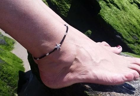 Check out this item in my Etsy shop https://www.etsy.com/listing/608220296/black-anklet-bracelet-for-women-beach Black Anklet, Dainty Anklet, Leather Anklets, Braided Bracelet Diy, Beautiful Anklet, Foot Bracelet, Summer Anklets, Beaded Anklet, Ankle Jewelry