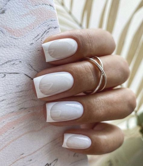 White Square Nails, Multicolored Nails, French Manicure Nails, Nude Nail Designs, Claw Nails, Gelish Nails, French Acrylic Nails, Bling Acrylic Nails, Glam Nails