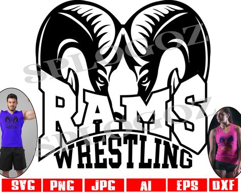 Ram Svg, Amazon Merch, Los Angeles Rams, Mascot Design, Design Files, Ram, Cricut Design, Print On Demand, Wrestling