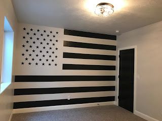 How to Paint an American Flag! EASY! American Flag Accent Wall, American Flag In Bedroom, American Flag Mural, American Flag Bedroom Ideas, American Flag On Wall, Flag Bedroom Ideas, Flags In Bedroom, Military Bedroom Ideas, American Flag Room