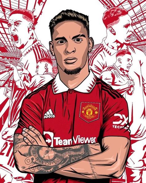 Manchester United Antony Wallpaper, Antony Manchester United, Neymar Art, Manchester United Champions, Manchester United Art, Che Guevara Art, Soccer Drawing, Football Drawing, United Wallpaper