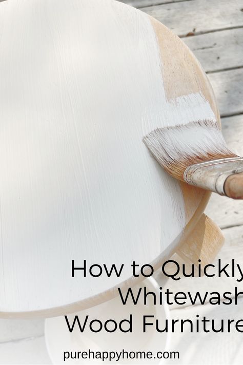 Whitewash Side Table, White Wash Table Diy, Painting Unfinished Wood Furniture, Whitewash Stained Wood Furniture, How To White Wash Wood Furniture, How To White Wash Wood, Beige Wash Furniture, White Washed Furniture Diy, Paint Washing Wood