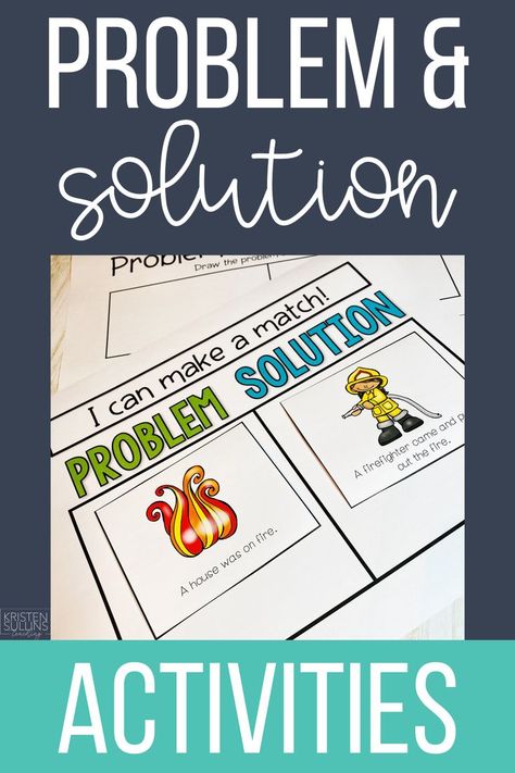 Problem and Solution activities can be hard to find for first grade, but this is your one stop shop for everything you need! Problems And Solutions Activities, Teaching Problem And Solution, Problem And Solution Anchor Chart, Problem And Solution Activities, Problem And Solution Worksheet, Problem Solution Activities, Problem Solving Activities For Kids, 1st Grade Books, Activities For First Grade