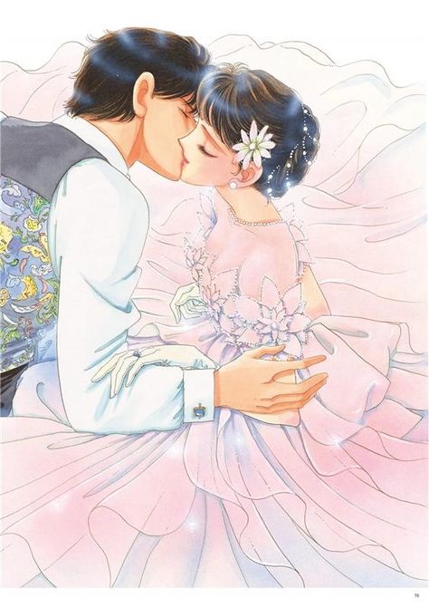 Saito Chiho 🎨👩‍🎨 Art Chiho Saito, Lovers Knot, Fantasy Love, Japon Illustration, Pretty Drawings, Manga Books, Ffa, Old Anime, Couple Drawings