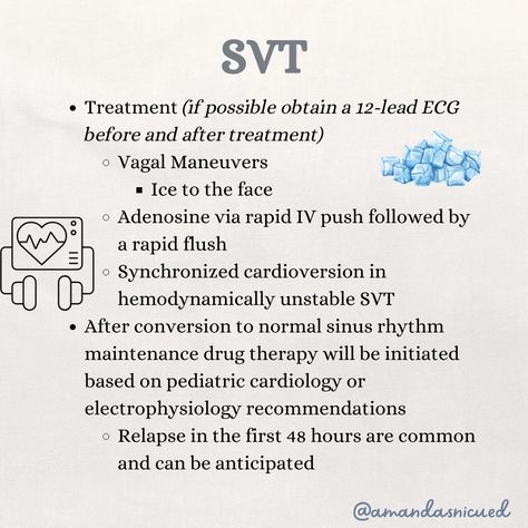 👶💓 Supraventricular Tachycardia: 💓 SVT is the most common arrhythmia in neonates, often presenting with a heart rate >220 bpm. Quick identification and intervention are key to stabilizing these little ones. 💪 We use strategies like vagal maneuvers, adenosine, or even cardioversion to bring them back to sinus rhythm! Have you ever seen SVT firsthand? Let me know if you have: 🥶 done vagal maneuvers 💉administered adenosine ⚡️performed synchronized cardioversion Sinus Rhythm, Normal Sinus Rhythm, Cardiology, Heart Rate, Pediatrics, Have You Ever, A Heart, Let Me Know, Let Me