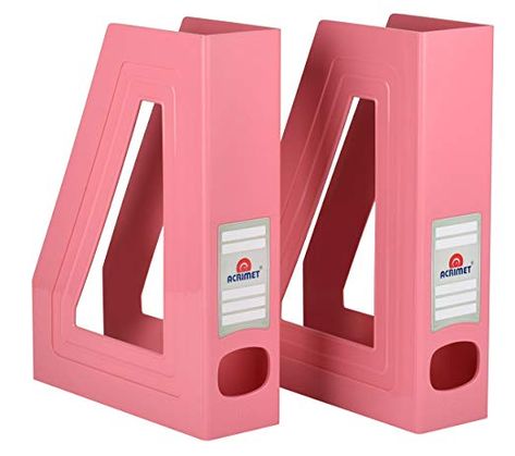 Amazon.com: Acrimet Magazine File Holder (Solid Pink Color) (2 Pack): Home & Kitchen Magazine File Holders, Magazine Storage, Magazine Files, Inside Cabinets, Shelf Holders, File Holder, Magazine Holder, Magazine Holders, Organize Your Life