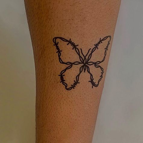 Barb Wire Butterfly Tattoo, Barb Wire Butterfly, Barbed Wire Butterfly Tattoo, Wire Butterfly Tattoo, Barbed Wire Butterfly, Sticker Sleeve, Wire Butterfly, Harry Tattoos, Barbed Wire Tattoos