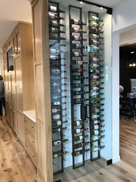 Wine Rack Contemporary, Enclosed Wine Wall, Wine Rack In Wall, Hallway Wine Rack, Butler Pantry Wine Rack, Large Wine Rack, Room Divider Wine Rack, Diy Wine Wall Rack, Floor To Ceiling Wine Storage