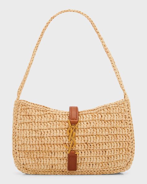 Crochet Wall Hangings, Summer Handbags, Ysl Logo, Crochet Clothing, Woven Raffia, Raffia Bag, Crochet Bag Pattern, Mini Shoulder Bag, Small Shoulder Bag