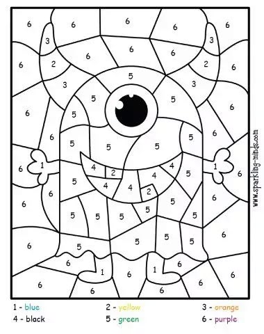 LITTLE MONSTER Halloween Color by Number: Math Coloring Worksheet - Sparkling Minds Color By Number Math, Halloween Color By Number, Monster Activities, Math Coloring Worksheets, Color By Number Printable, People Coloring Pages, Coloring Worksheet, Happy Monster, Coloring Worksheets