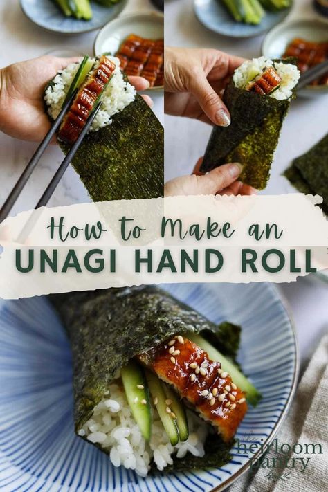 Eel Recipes, Unagi Sushi, Eel Sushi, Hand Roll Sushi, Nori Wrap, Recipes Sushi, Cooked Fish, Making Sushi, Sushi Roll Recipes