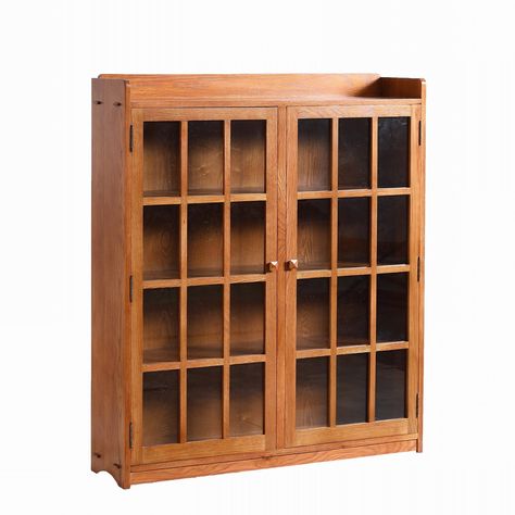 Mission Oak 2 Door Bookcase With Glass Doors - Michael's Cherry is a bookcase with overall dimensions of: 48W x 12D x 55H. Our Mission / Arts & Crafts style furniture is made with attention to detail and expertise like that of 100 year old Stickley. Wood Door Knobs, Craftsman Style Furniture, Early American Furniture, Door Bookcase, Mission Style Furniture, Bookcase With Glass Doors, Oak Nightstand, Quarter Sawn White Oak, Mission Oak