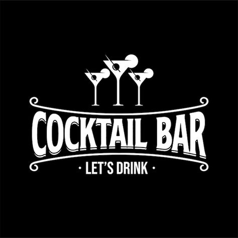 Bar Logo Design Ideas Graphics, Alcohol Logo Design, Cocktail Logo Design, Bar Logo Design Ideas, Sidecar Drink, Cocktail Bar Logo, Bartender Logo, Bar Wall Design, Alcohol Logo