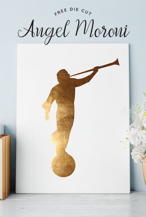 FREE Angel Moroni Cut File - Designs By Miss Mandee. SVG cut file, perfect for making LDS art pieces and wedding gifts. Lds Temple Svg Free, Lds Cricut Projects, Temple Activities, Lds Decor, Lds Crafts, Angel Moroni, Free Angel, Images Of Christ, Lds Art