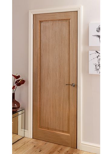 Door And Floor Combination, Oak Door White Trim, Light Brown Doors Interior, Interior Doors Wood, Floor Skirting, Flush Door Design, Internal Wooden Doors, Brown Doors, Stained Doors