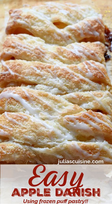 Easy Apple Danish Easy Danish Pastry, Danish Apple Cake, Danish Recipe From Scratch, Apple Danish Recipe, Sweet Puff Pastry Recipes, Pastry Braid, Keto Hacks, Apple Danish, Danish Cuisine