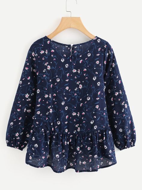 Calico Print, Fashion Tops Blouse, Trendy Fashion Tops, Hem Blouse, Pretty Blouses, Jeans Tops, Trendy Plus Size Clothing, Stylish Dress Designs, Fashion Blouse