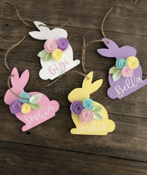 Easter Tags Ideas, Easter Basket Craft, نباتات منزلية, Easter Basket Tags, Kids Easter Basket, Easter Craft Decorations, Personalized Easter Basket, Easter Tags, Spring Easter Crafts