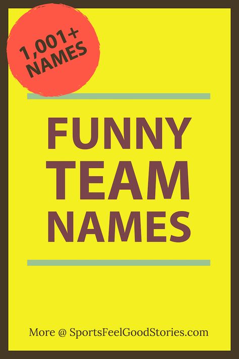 Some funny team names including: "Not Fast, Just Furious," "Run Like the Winded," and "Victorious Secret." Creative, clever and good team names for your squad.  #teamnames #funny #names Dart Team Names Funny, Funny Team Name, Soccer Group Chat Names, Running Team Shirts, Senior Assassin Team Names, Funny Volleyball Team Names, Team Names Ideas Inspirational, Team Names Ideas Clever, Drinking Team Names