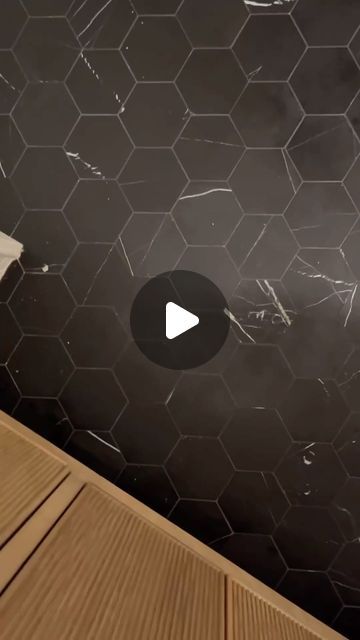 Bernice on Instagram: "would you do black marble floors in a bathroom or no? given this guest bathroom is not used much and i wouldn’t have to clean it often, it’s a yes for me 😄

details: 
✨ Nero Marquina Black Marble – Honed – 5″ Hexagon Mosaic from @riadtile ** 
✨ Grout used: Mapei Flexcolor CQ in Black 
✨ Sealer: Miracle 511 Porous Plus 

comment or DM me if you want exact links! 

** in partnership with Riad Tile 

#bathroomdesign #bathroominspiration #bathroomremodel" Black Hexagon Tile Bathroom Floor, Black Hexagon Tile Floor, Black Hexagon Tile Bathroom, Hexagon Tile Bathroom Floor, Black Marble Floor, Hexagon Tile Bathroom, Riad Tile, Black Hexagon Tile, Hexagon Tile Floor