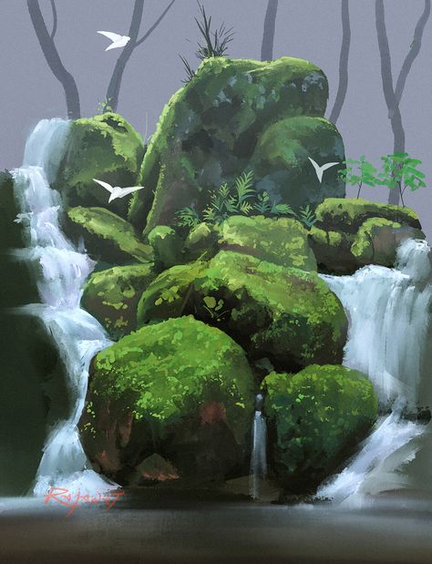 ArtStation - sketches, Surendra Rajawat Surendra Rajawat, Environmental Artwork, Environment Painting, Gouache Art, Nature Drawing, Forest Art, Digital Painting Tutorials, Fantasy Art Landscapes, Procreate App