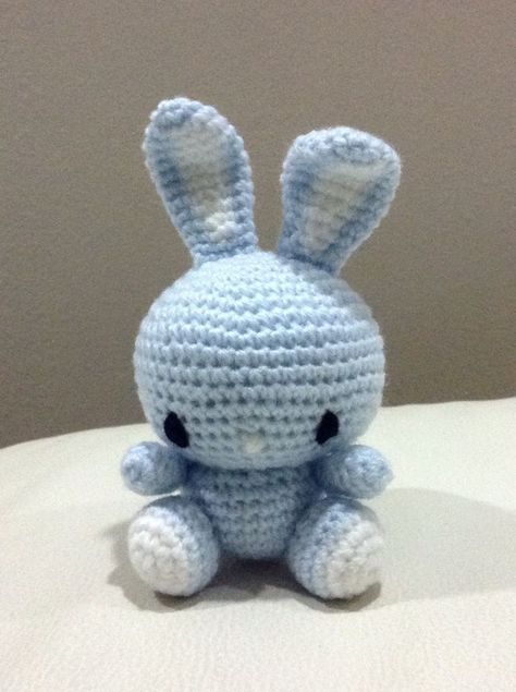 Cute Crochet Plushies Blue, Cute Crochet Rabbit, Blue Crochet Stuffed Animals, Blue Yarn Crochet Ideas, Crochet Ideas With Blue Yarn, Crochet Blue Amigurumi, Things To Crochet With Blue Yarn, Blue Crochet Animals, Light Blue Crochet Ideas