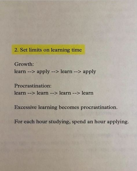 7 tips for overcoming procrastination 👇 Save & send to a friend! 🤍 1️⃣ The 5-Minute Rule 1. Set a timer for 5 minutes 2. Work on the task you’ve put off 3. After 5 minutes, you can stop (if you want) 90% of the time, the momentum of starting is enough to keep you going. 2️⃣ Set limits on learning time Growth looks like this: learn —> apply —> learn —> apply Procrastination looks like this: learn —> learn —> learn —> learn Cut out ‘productive procrastination’ by applying the informatio... Productive Procrastination, Overcoming Procrastination, Send To A Friend, Learning Time, Warning Signs, 2 Set, Cut Out, How To Apply, Signs