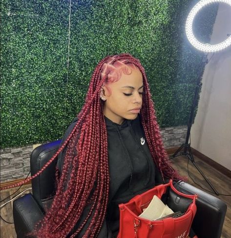 Burgundy Fulani Braids, Burgundy Boho Knotless Braids, Burgundy Knotless Box Braids, Boujee Hairstyles, Straight Braids, Red Braids, Goddess Braids Hairstyles, Cute Braided Hairstyles, Braided Cornrow Hairstyles