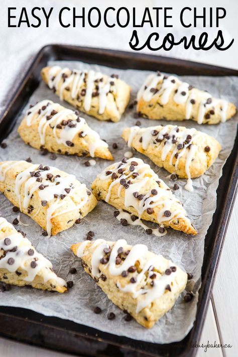 Chocolate Chip Scones, Chocolate Scones, Scones Recipe Easy, Sweet Glaze, Homemade Scones, British Tea, Mary Berry, Glaze Recipe, Cake Boss