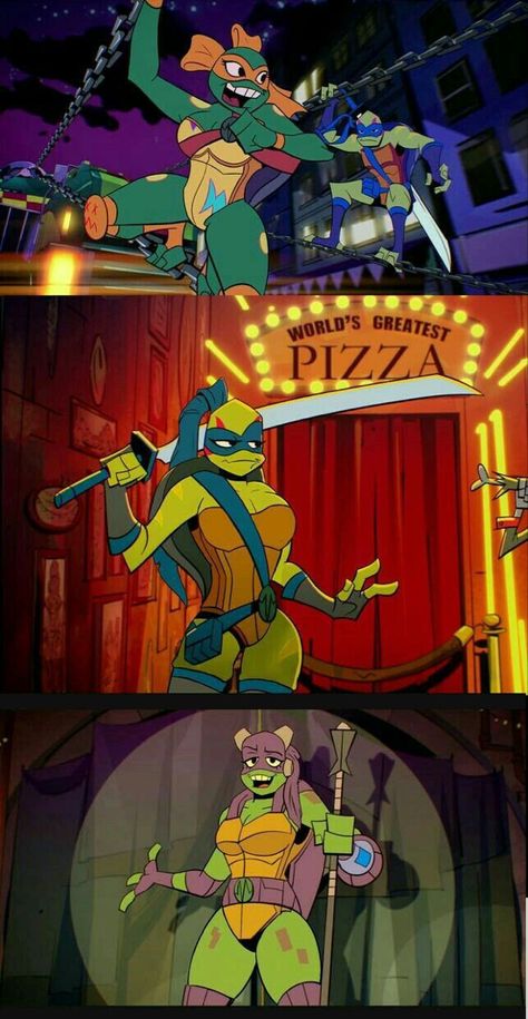 Rottmnt Genderbend, Rottmnt Human Version, Female Ninja Turtle, Tmnt Human, Rise Of The Tmnt, Tmnt Girls, Tmnt Movie, Tmnt Characters, Leonardo Tmnt