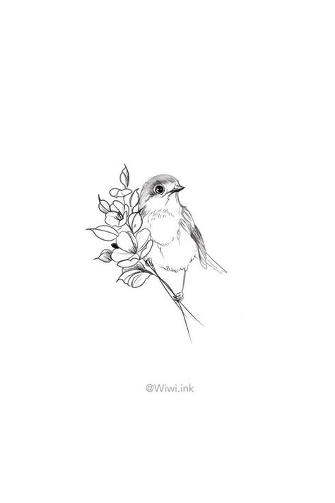 Flowers Bird Tattoo, Flowers And Bird Tattoo, Rinoculous Flowers Tattoo, Flower And Sparrow Tattoo, Bird On Flower Tattoo, Flower Tattoos With Birds, Robin Flower Tattoo, Bird In Flowers Tattoo, Oriel Bird Tattoo